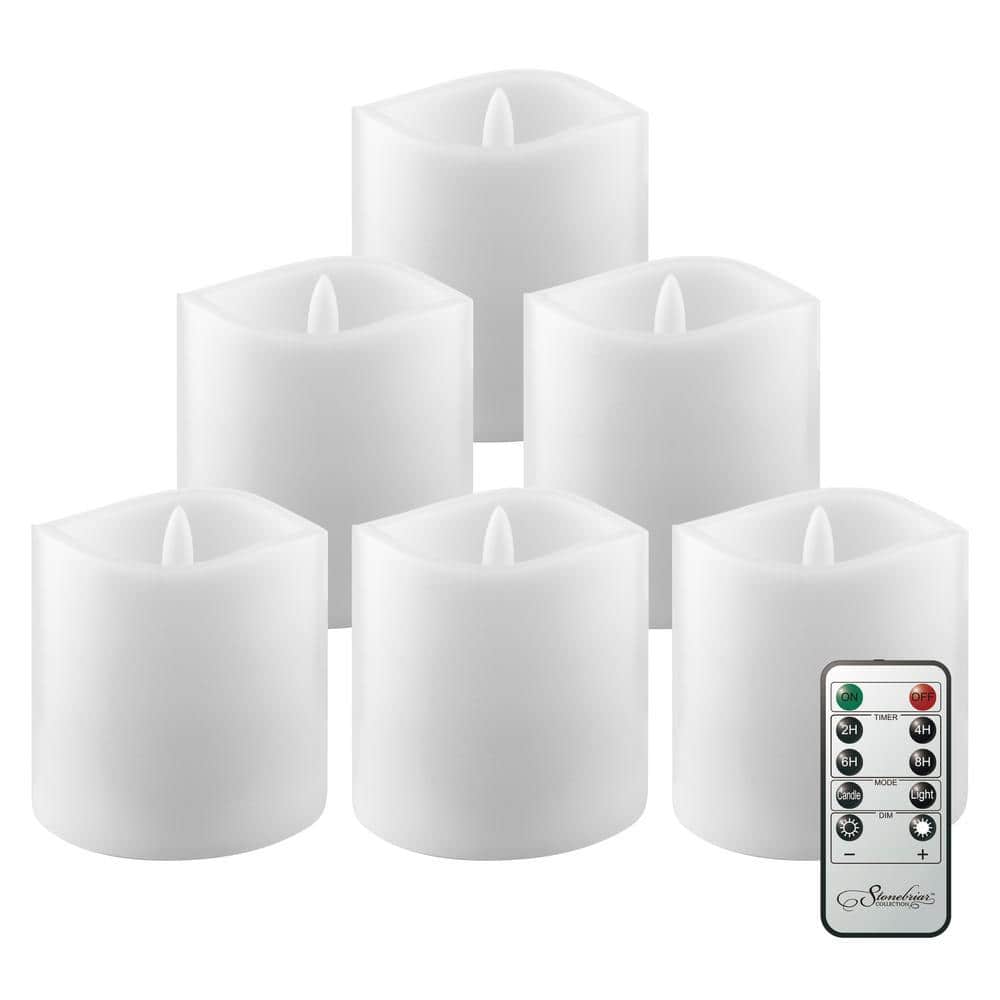Stonebriar Collection White 3x3 Real Wax LED Candle Set (6 Pk) SB