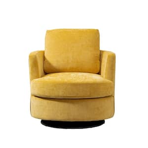 31.9 in. W Mustard Chenille Swivel Accent Barrel Chair and Comfy Round Accent Sofa Chair for Living Room 360° Chair