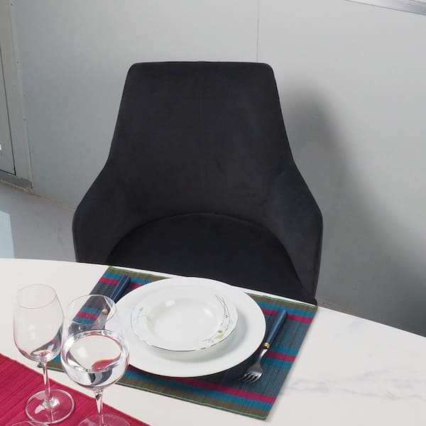 Unbranded Lingo Harmony Black Upholstered Dining Chair with Conic Legs (Set of 2)
