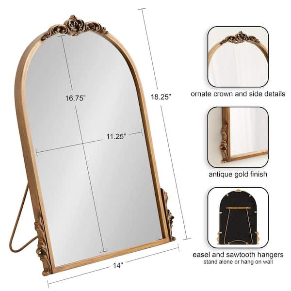 Myrcelle 13.87 in. W x 18.25 in. H Gold Arch Traditional Framed Decorative Wall Mirror