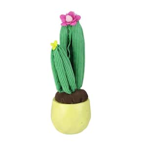 10.5 in. Artificial Plush Dual Cactus in Yellow Pot Table Top Decoration