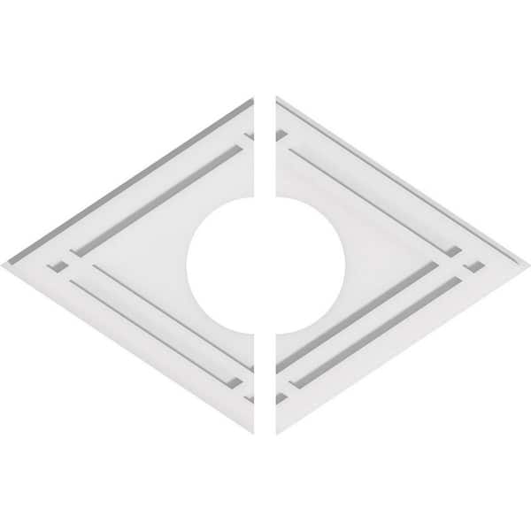 Ekena Millwork 26 in. W x 17-3/8 in. H x 7 in. ID x 1 in. P Diamond Architectural Grade PVC Contemporary Ceiling Medallion (2-Piece)
