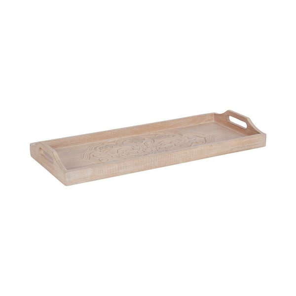 Kate and Laurel Adhira Brown Rectangle Wood 24 in. Decorative Tray