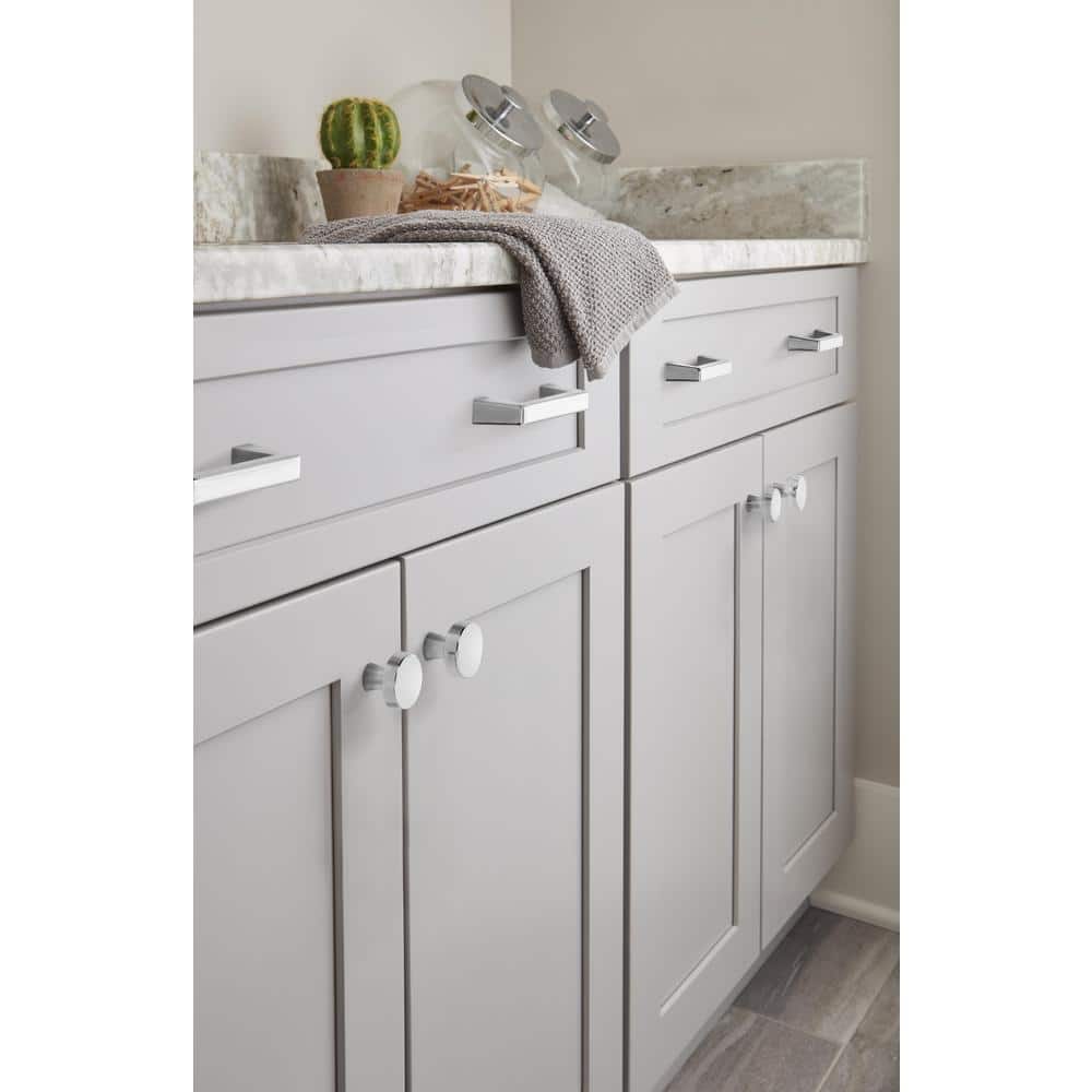 Polished Chrome Round Cabinet Knob with Mounting Hardware