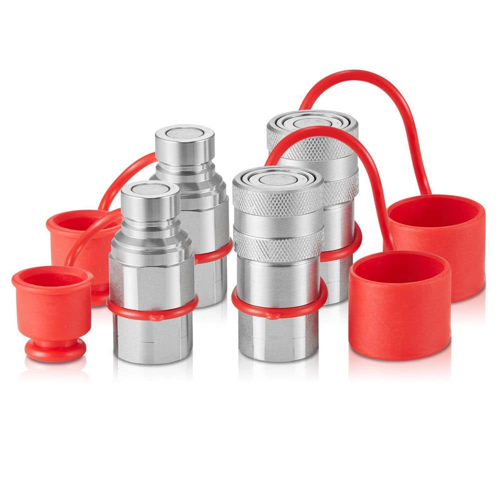1/2 in. Flat Face Hydraulic Couplers, 1/2 in. NPT Skid Steer Hydraulic Quick Connect Couplers with 4 Dust Caps price history on PriceWatchPro