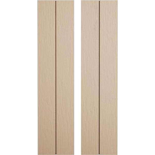 Ekena Millwork 11 in. x 68 in. Timberthane Polyurethane 2-Board Joined Board-n-Batten Rough Sawn Faux Wood Shutters, No Batten Pair