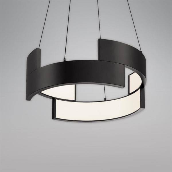 Cascade Black Aluminum 20" LED Pendant Light with White Diffuser