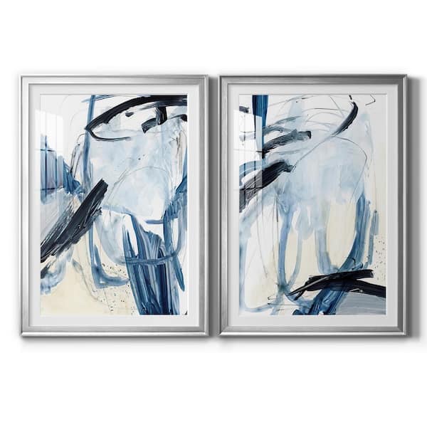 Wexford Home Indigo Swash I By Wexford Homes 2-Pieces Framed Abstract Paper Art Print 26.5 in. x 36.5 in.