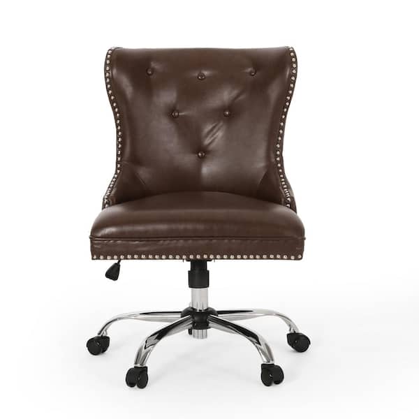 Noble House Bedell Standard Dark Brown Faux Leather Adjustable Height Task Chair