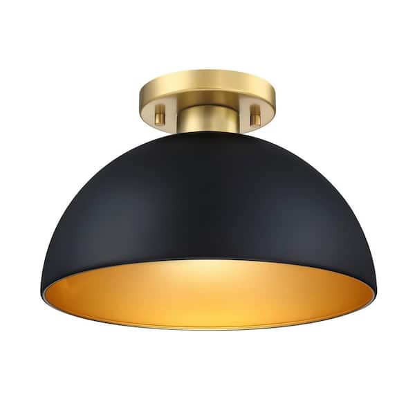 Designers Fountain Designers Fountain 12 in. 1-Light Matte Black Modern Entryway Semi-Flush Mount with Metal Shade