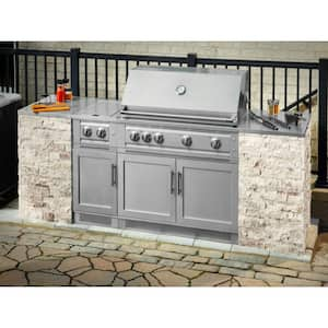 Signature Series 149.16 in. x 25.5 in. x 58.64 in. 11-Piece Outdoor Kitchen Cabinet Set with Natural Gas 40 in. Grill