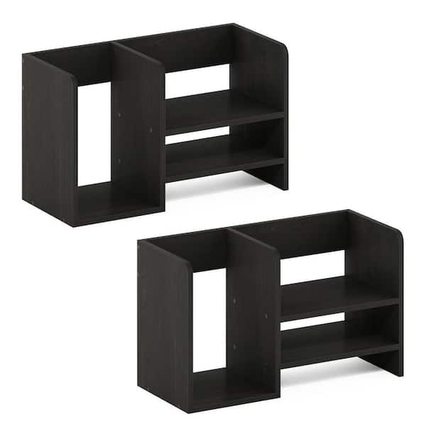 Black 15.8 in. x 9.3 in. Wood Modern Desk Organizer Shelf, Set of