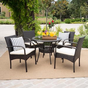 Charles Multi-Brown 5-Piece Faux Rattan Outdoor Dining Set