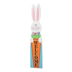 42 in. H Easter Wooden Bunny Welcome Porch Sign