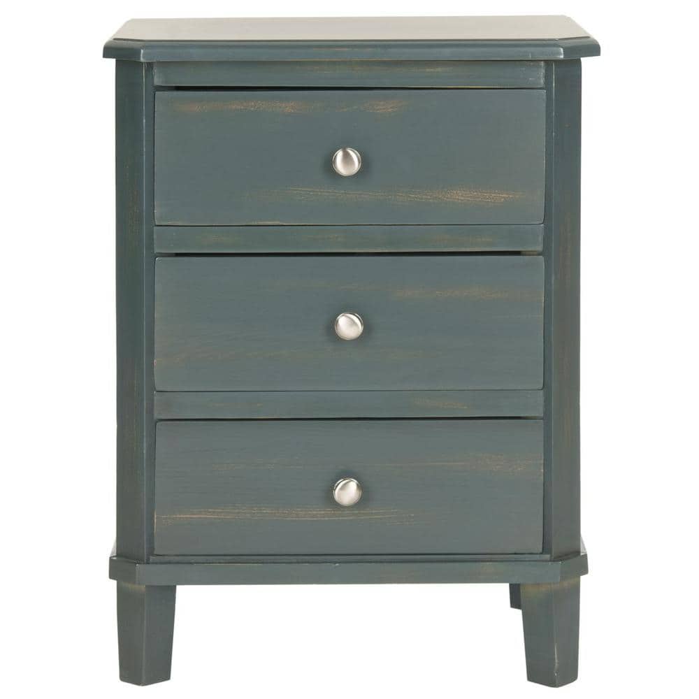 Joe Blue Teal Wood 3-Drawer End Table