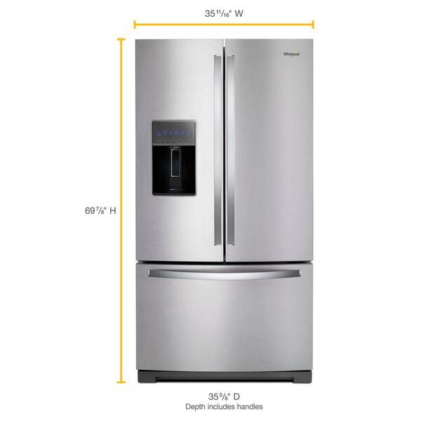 Whirlpool 27 Cu Ft French Door Refrigerator In Fingerprint Resistant Stainless Steel Wrf757sdhz The Home Depot