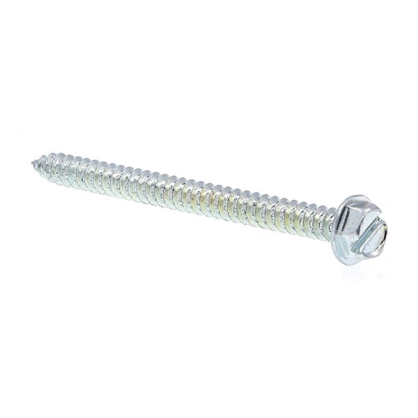 Prime-Line #8 x 2 in. Zinc Plated Steel Slotted Drive Hex Washer Head Self-Tapping Sheet Metal Screws (25-Pack)