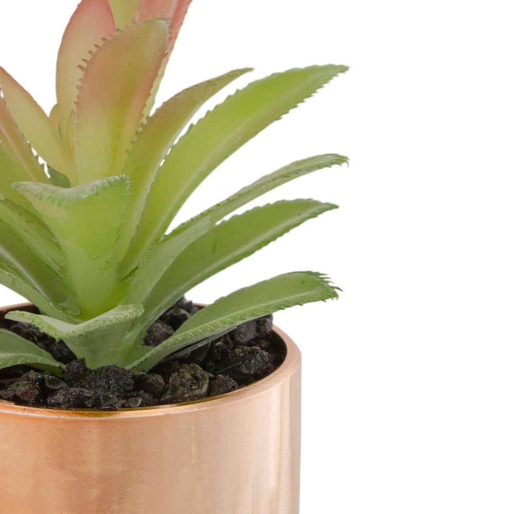 Rose Gold Potted Artificial Aloe Plant, 5" Height