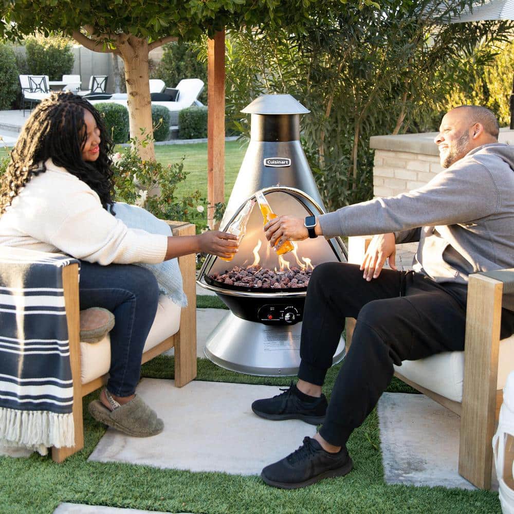 Cuisinart Black and Stainless Steel Chimenea Propane Fire Pit
