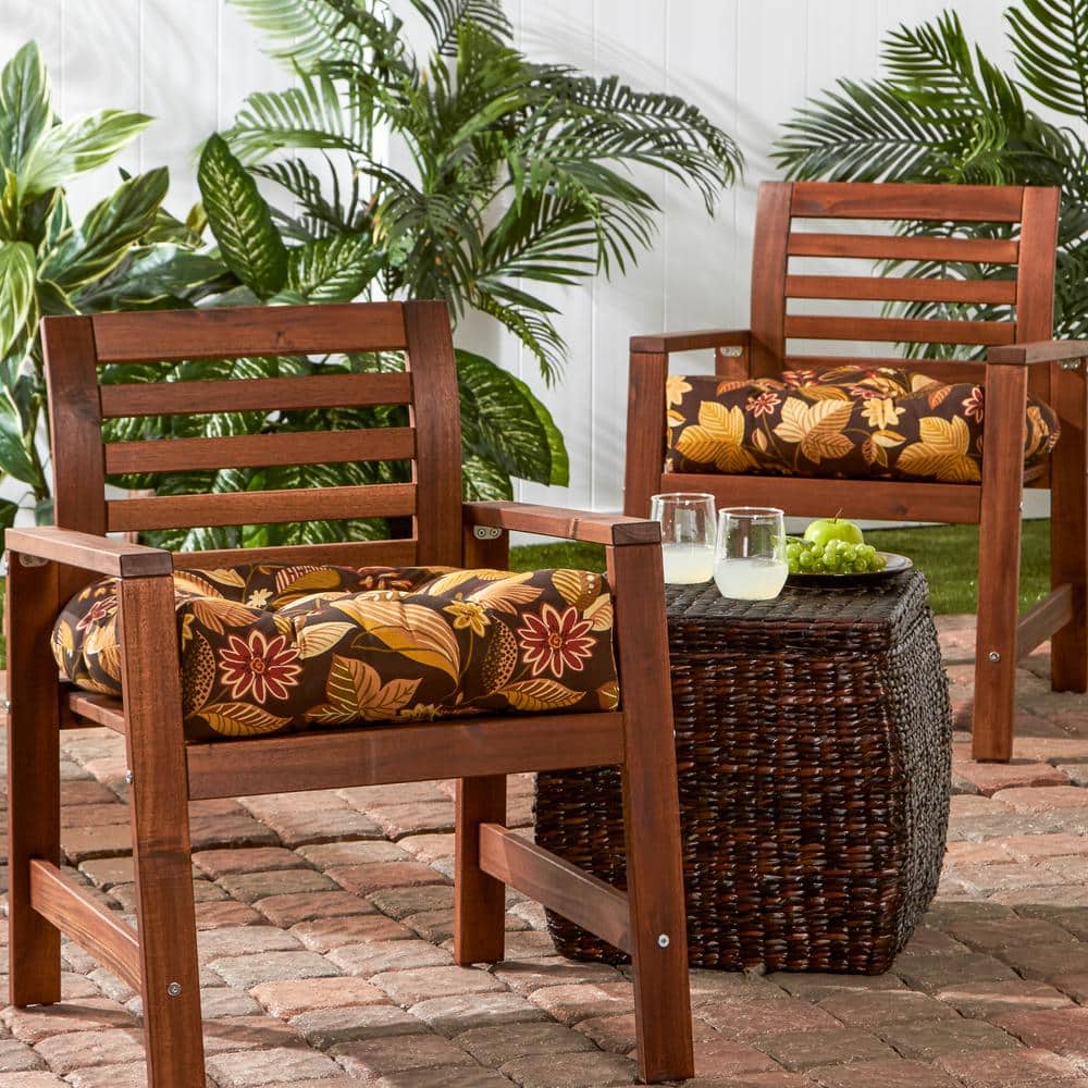 Timberland Floral 20" Square Outdoor Tufted Seat Cushions (Set of 2)
