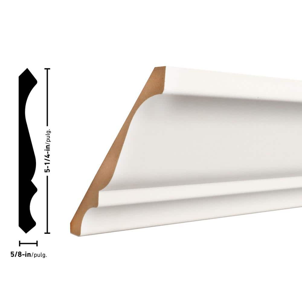 Primed White MDF Crown Moulding 96 in. Standard Profile