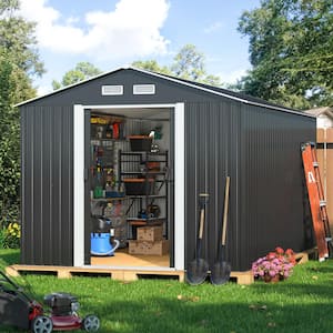 8 ft. W x 12 ft. D Large Outdoor Storage Metal Shed Garden Tool Steel Shed with Sliding Doors and Vents (96 sq. ft.)