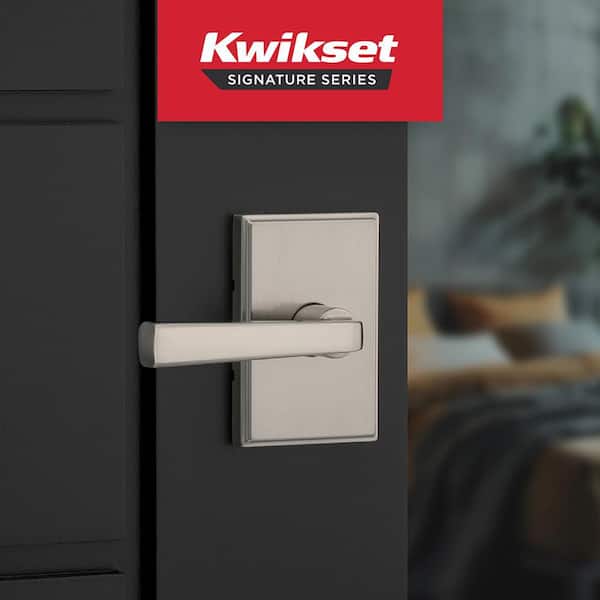 Kwikset Trafford Satin Nickel Rectangle Bed/Bath Door Handle