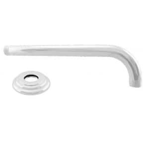 1/2 in. IPS x 10 in. IPS Wall Mount 90-Degree Rain Shower Arm with Flange, Powder Coat White