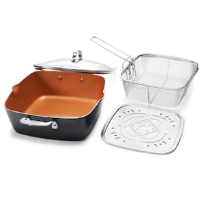 6 qt. Aluminum Ti-Ceramic Nonstick Deep Square All-in-One Casserole Pan Set