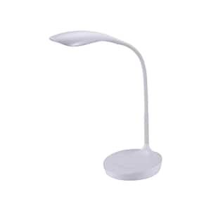 10.25 in. White Gooseneck LED Desk Lamp with USB Charging Port