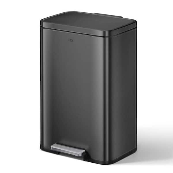 ITOPFOX Indoor 13.2 Gal. Matte Black Metal Household Trash Can Step Lid