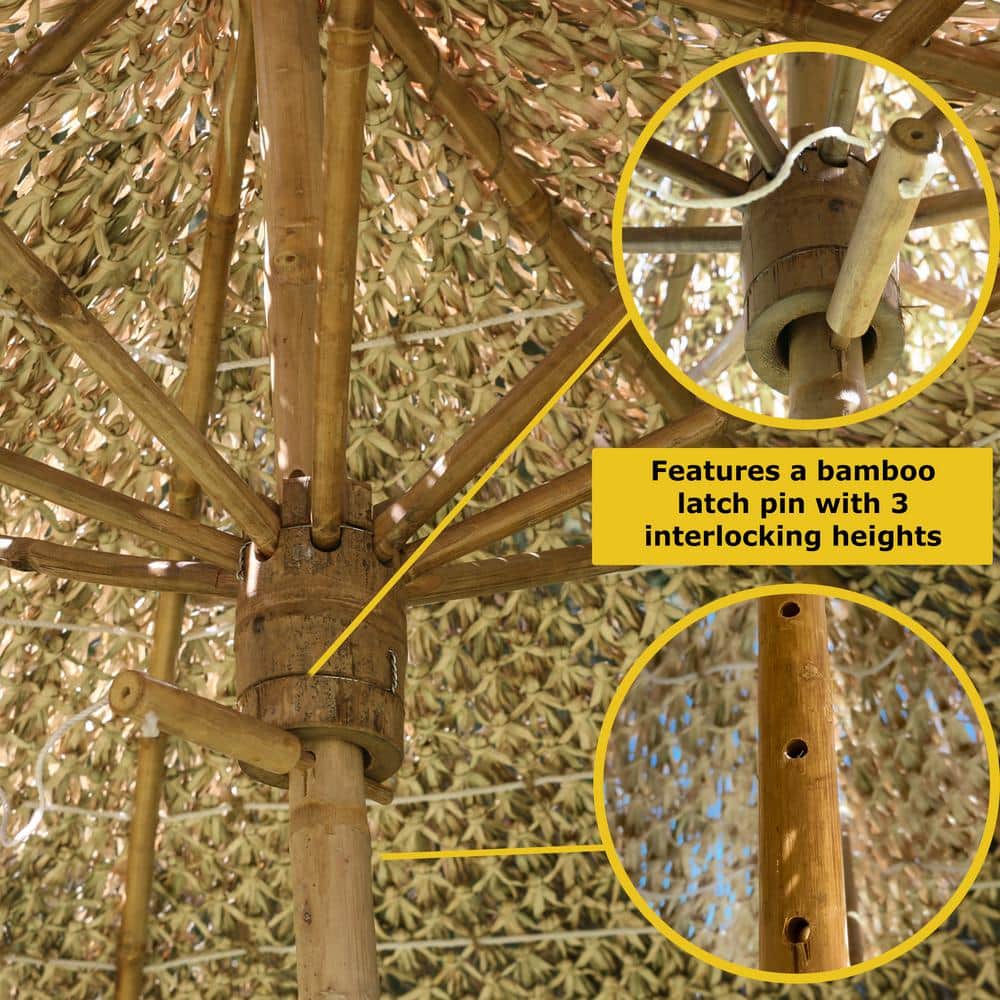 Natural Bamboo and Seagrass Thatch Beach Patio Umbrella