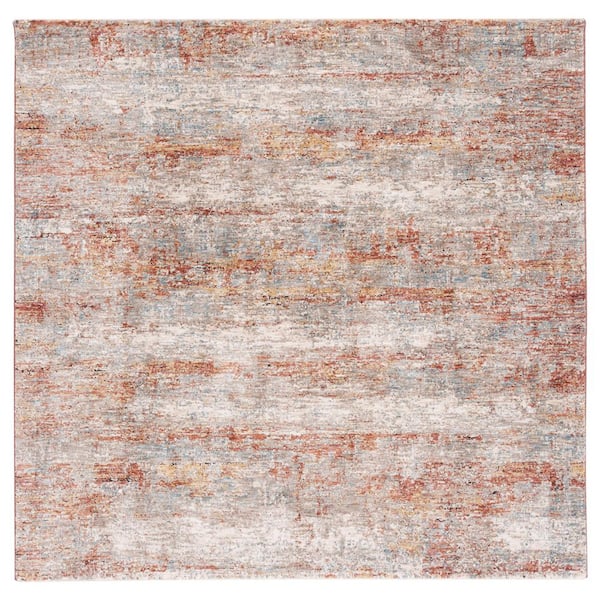Valencia 6 ft. x 6 ft. Beige/Rust Distressed Marble Square Area Rug