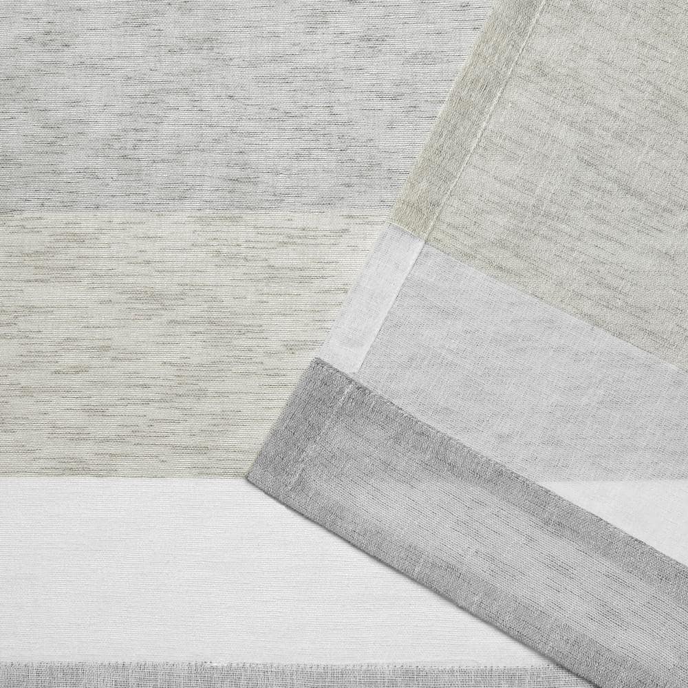 Dove Gray Light Filtering Striped Linen Look Curtain Panels, 54"x84"