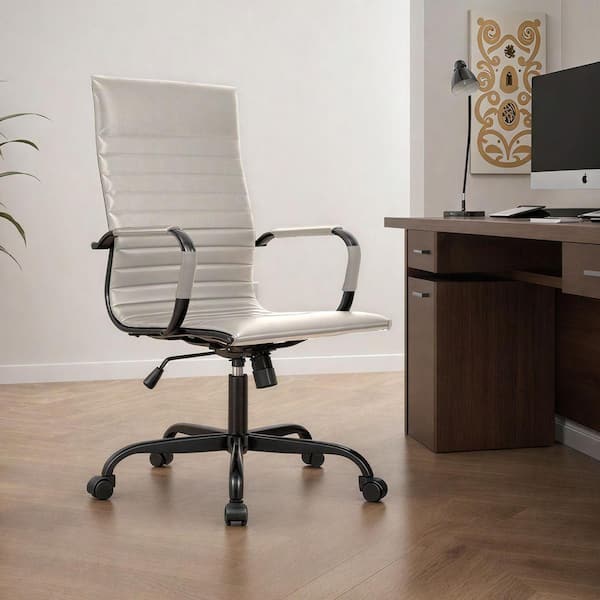 Leisuremod Harris High Back Leather Desk Swivel Armrests Modern