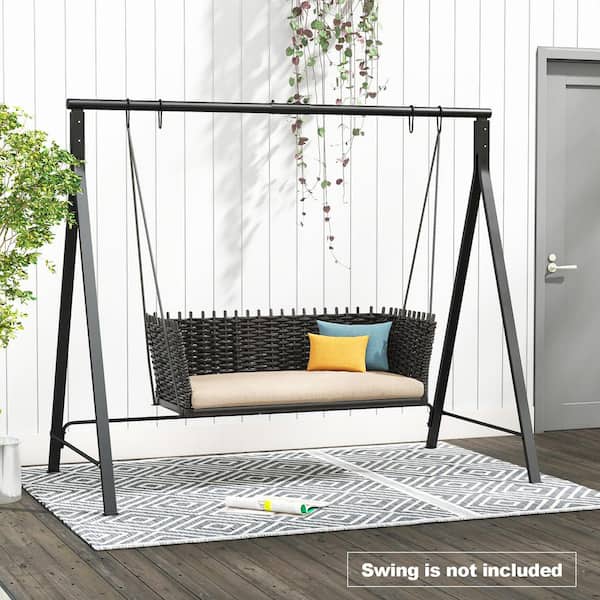 SUNRINX 45 in. 2 Person Black Metal A-Frame Patio Swing Stand