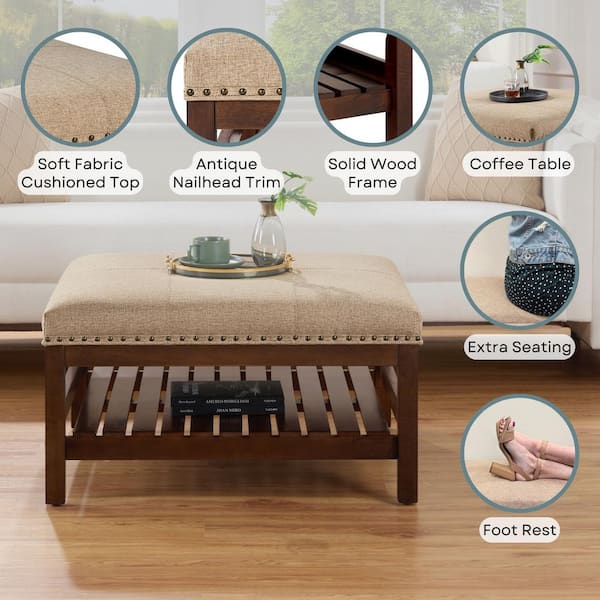 Tan ottoman coffee table discount