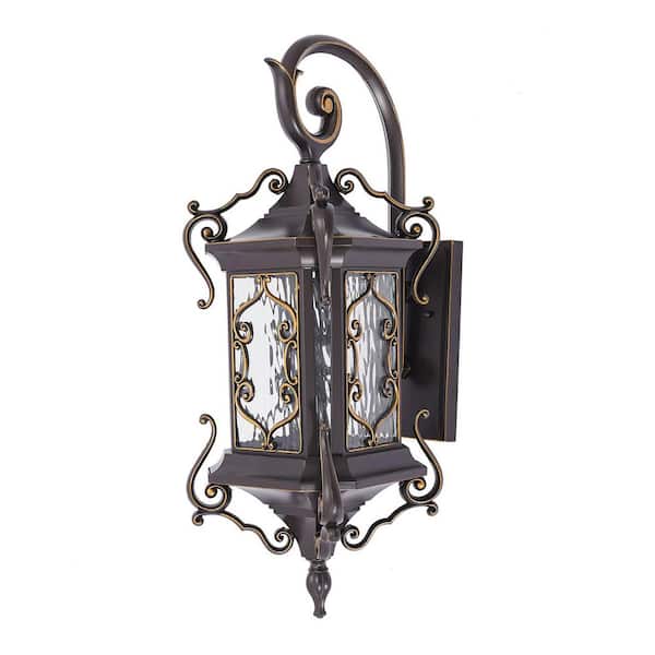 24.8 in. 1-Light Dark Coffee Retro Outdoor Waterproof Hardwired Wall Lantern Sconce for Garden Villa, No Bulbs Included