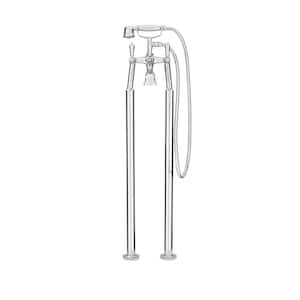 Traditional 3-Handle Freestanding Roman Tub Faucet Trim Kit in Polished Chrome with Handshower (Valve Included)