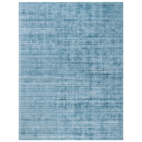 Mirage 8 ft. x 10 ft. Teal/Blue Distressed Striped Solid Color Area Rug
