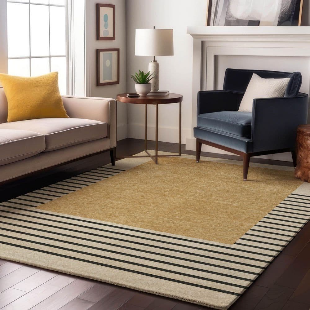 Mayfield Premium Machine Washable Abstract AMF995 Gold 3 ft. x 4 ft. Area Rug price history on PriceWatchPro