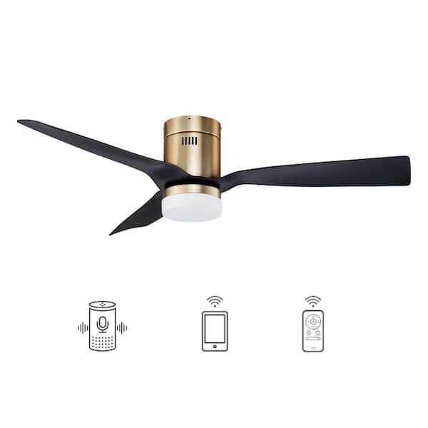 CARRO Striver 52 in. Indoor Gold Smart Ceiling Fan with Dimmable LED Light and Remote, Works with Alexa and Google Home