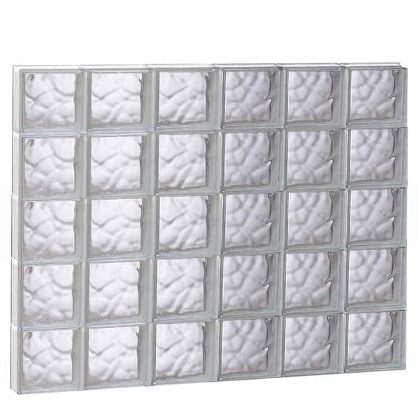 Clearly Secure 46.5 in. x 38.75 in. x 3.125 in. Frameless Wave Pattern Non-Vented Glass Block Window