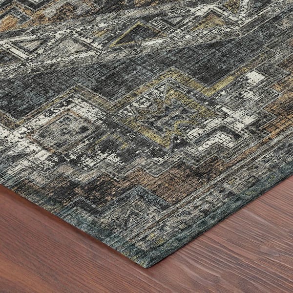 Chantille Machine Washable Indoor/Outdoor Abstract ACN2794 Black 5 ft. x 7 ft. 6 in. Area Rug