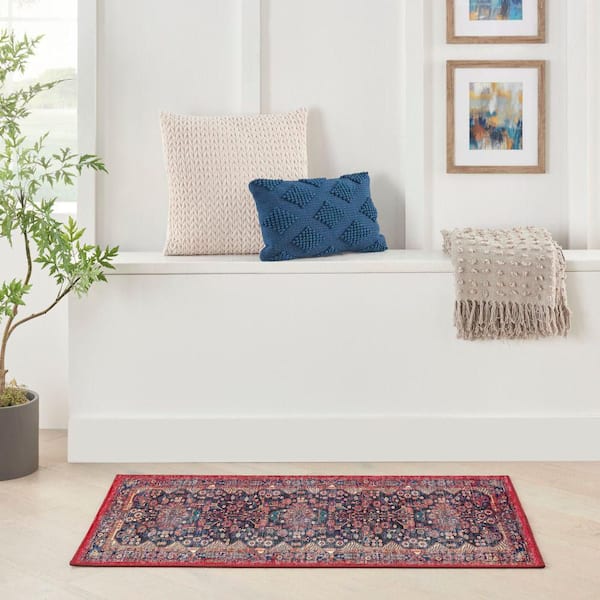 Fulton Red 2 ft. x 5 ft. Abstract Traditional Runner Area Rug