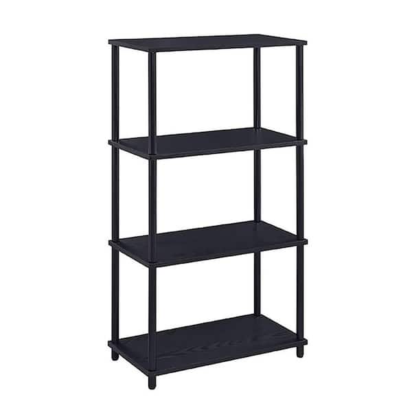 Tileon 4-Tier Wood Metal Kitchen Pantry, Bookshelf for Kitchen, Living Room, Study, Office-Black