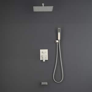 Viki 3-Spray Patterns with 1.8 GPM 12 in. Wall Mount Dual Shower Heads with Waterfall Faucet in Brushed Nickel