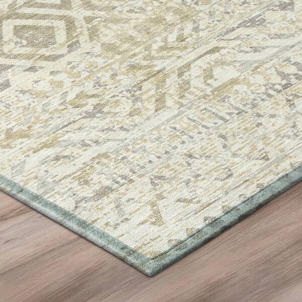 Chantille Machine Washable Indoor/Outdoor Abstract ACN3161 Ivory 8 ft. x 8 ft. Round Rug