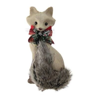 13.25 in. Holiday Moments Sitting Brown Fox with Tail Curled Christmas Decoration