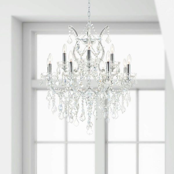Maria Theresa 13-Light Chrome Indoor Chandelier With Glass Shades